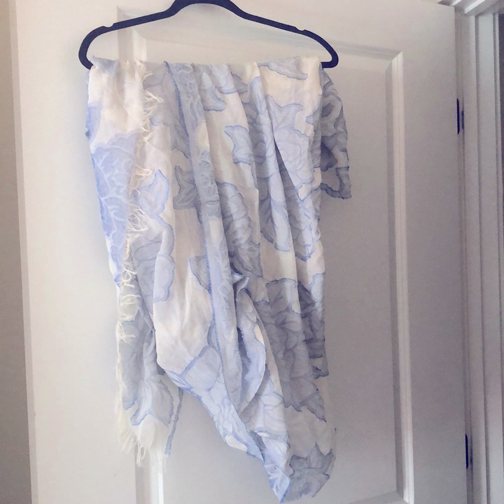 Yasmine Scarf - periwinkle blue and white 36x84”